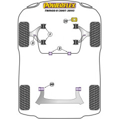 Silent-bloc Powerflex Violet anti-cabrage arrière central (OS) Clio RS2/RS3 et Twingo 2 RS