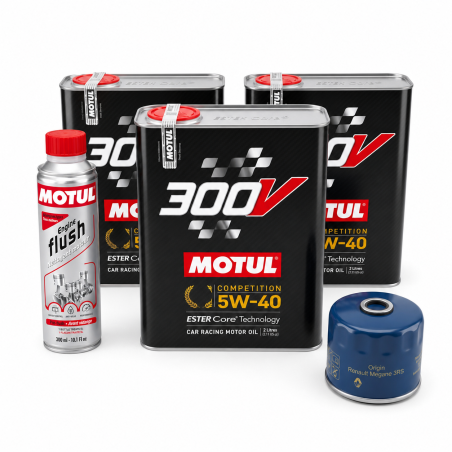 Motul 300V 5W40 engine oil service and flush kit for Renault Megane 3 RS with filter 8200768927.