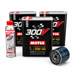Motul 300V 5W40 engine oil service and flush package for Renault Sport models with filter 8200768913.