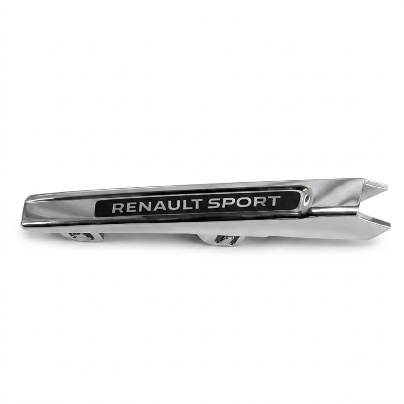 Monogramme latéral chromé et noir RENAULTSPORT d'origine pour extracteur d'aile avant gauche Megane 4 RS.
