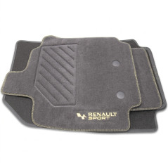 OEM Renault Sport custom fit floor mat set with yellow embroidered lettering for Clio 3 RS.