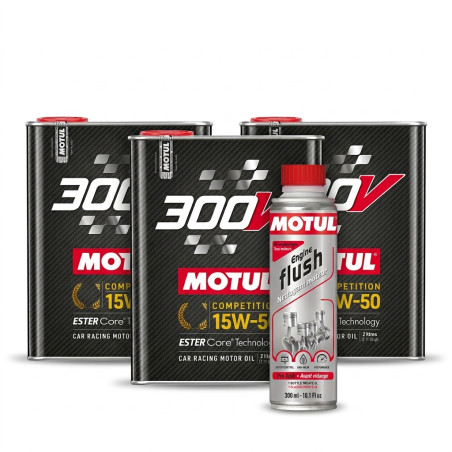 6L Motul 300V Competition 15W50 Oil Kit + Engine Flush