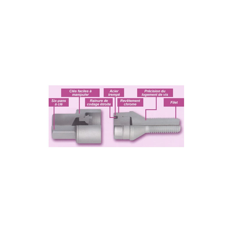 Jeu Boulons Antivol renforcés McGard Megane 2 RS